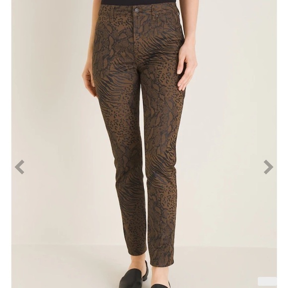 Chico’s Coated Animal-Print Jeggings - Picture 1 of 10